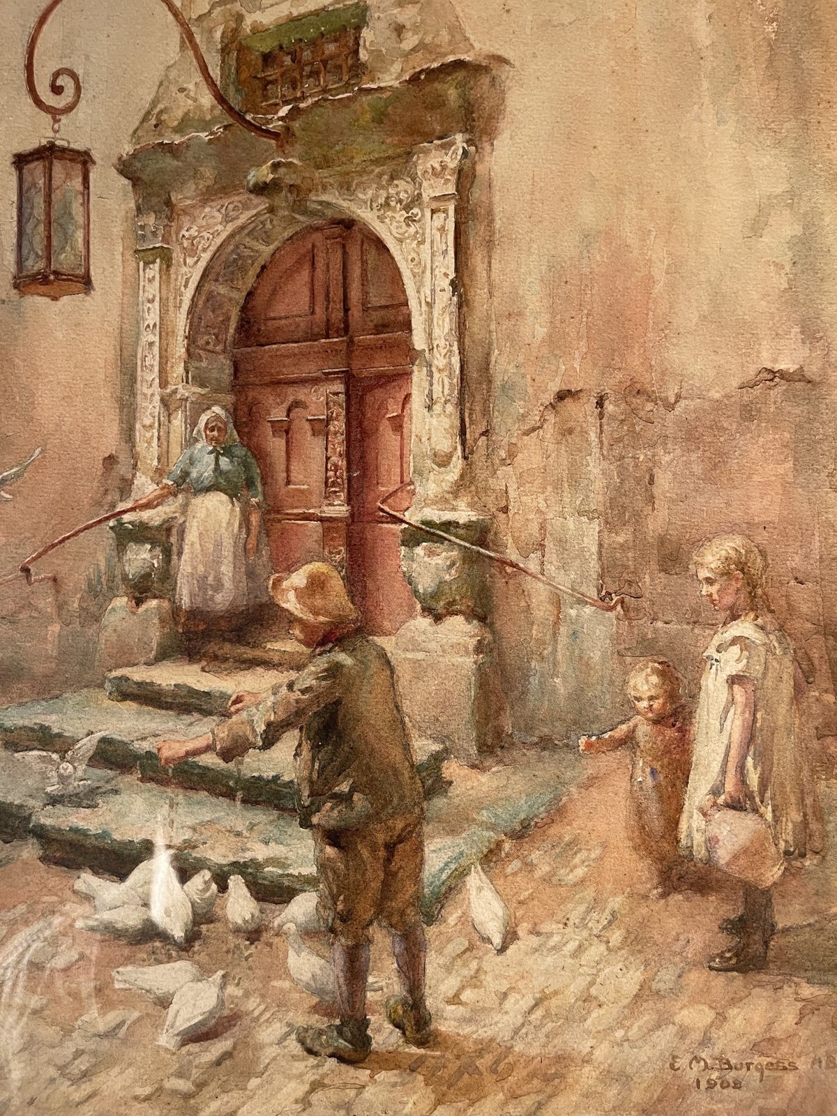 An Exceptional Watercolour By Renowned Artist E M Burgess As Featured In The V & A Dated 1908 photo 595.0
