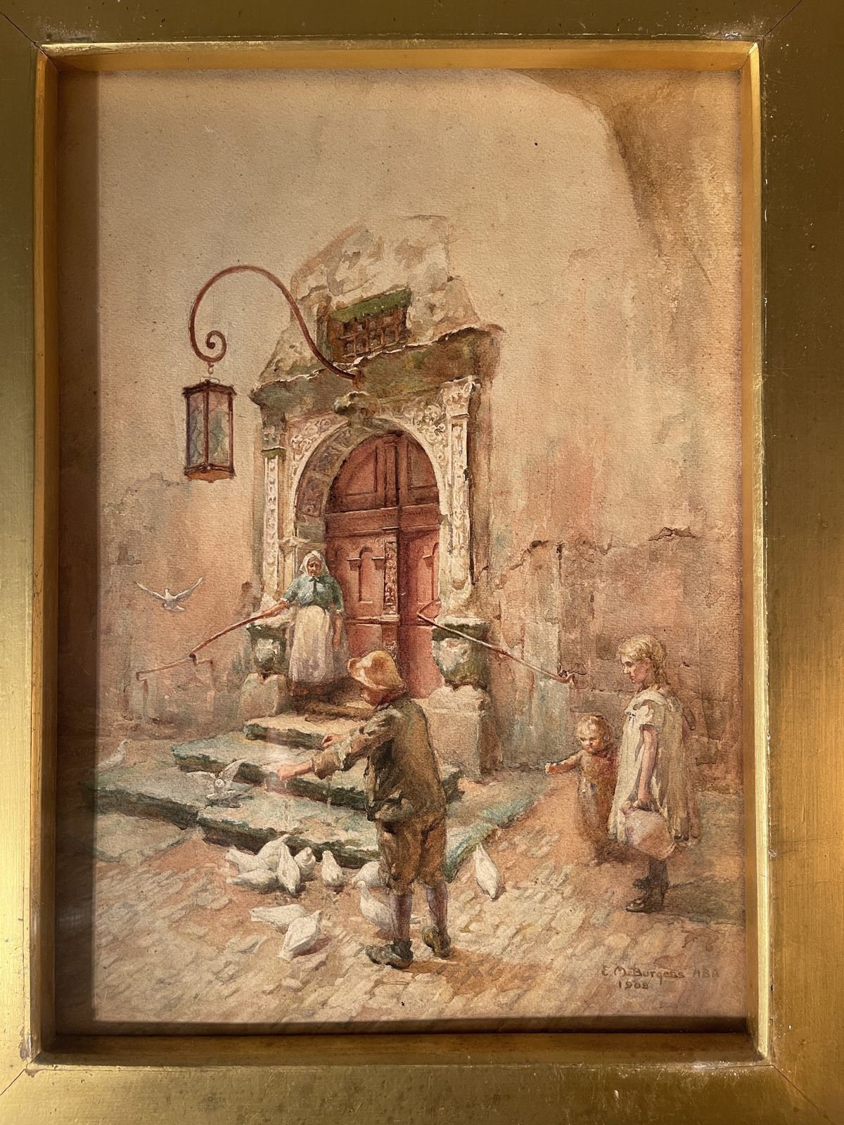An Exceptional Watercolour By Renowned Artist E M Burgess As Featured In The V & A Dated 1908