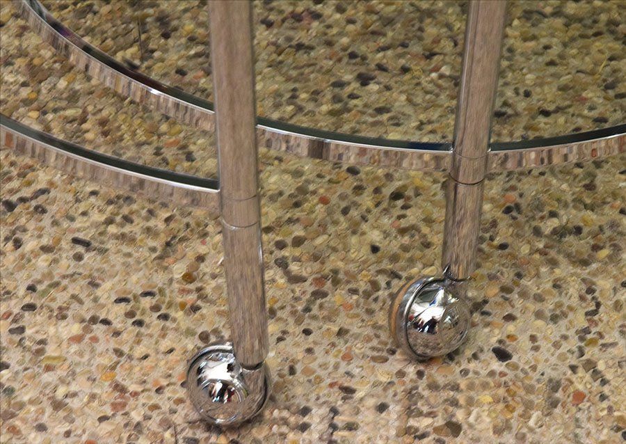 photo for sale 2 Tier Swivel Coffee Table In Chromed Steel And Crystal, 1970s