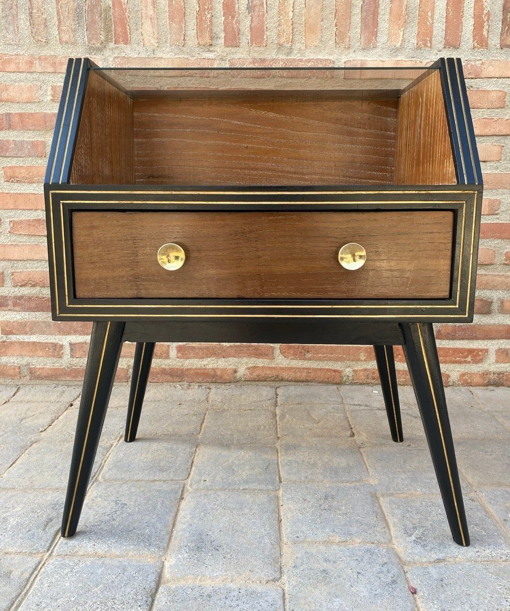 photo for sale Mid Century Italian Glass Nightstands, 1960s, Set Of 2