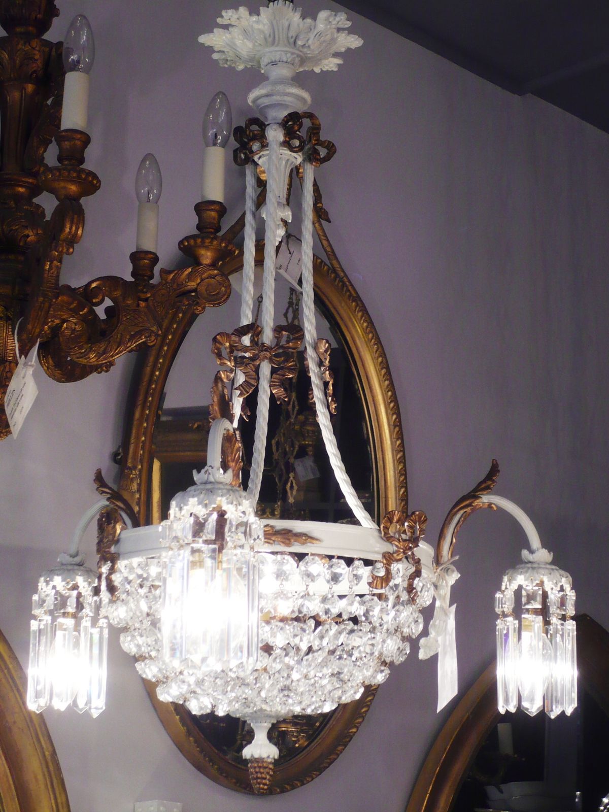 Whitepainted Bowl Chandelier photo furniture