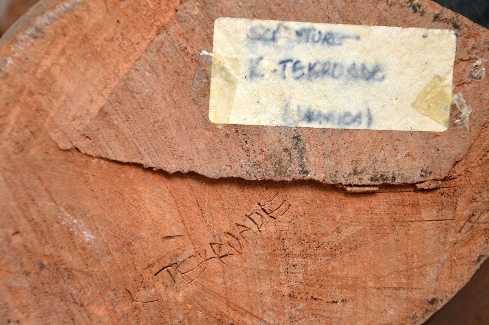 423.28 Jamaican Carved Walnut Sculpture By K. Tekroade photo