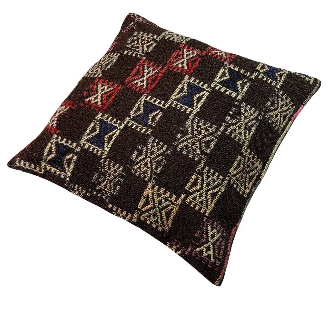 Anatolian Handwoven Kilim Pillow Cushion Cover Kilim Pillow Cover Tribal Pillow Ethnic Kelim Kissenbezug  60x60 Cm Kilim Cushion Cover photo furniture
