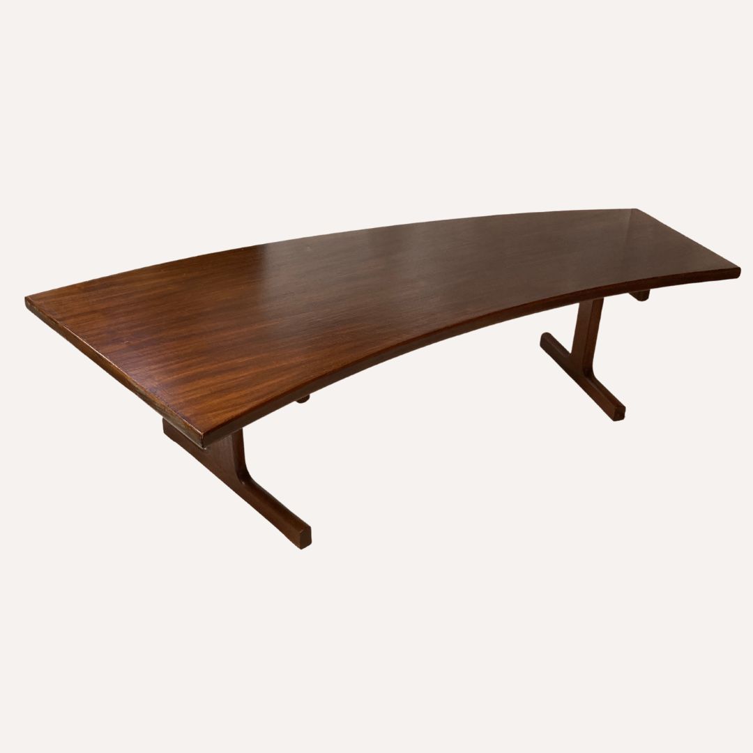 photo for sale Teak Veneered Kidney Shaped Curved Coffee Table