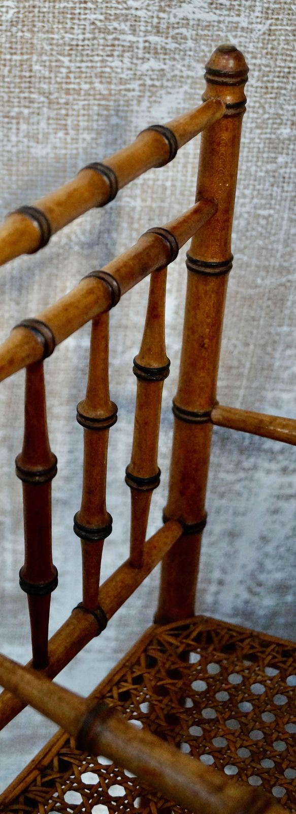 Rare French Antique Faux Bamboo Dolls Highchair photo vintage