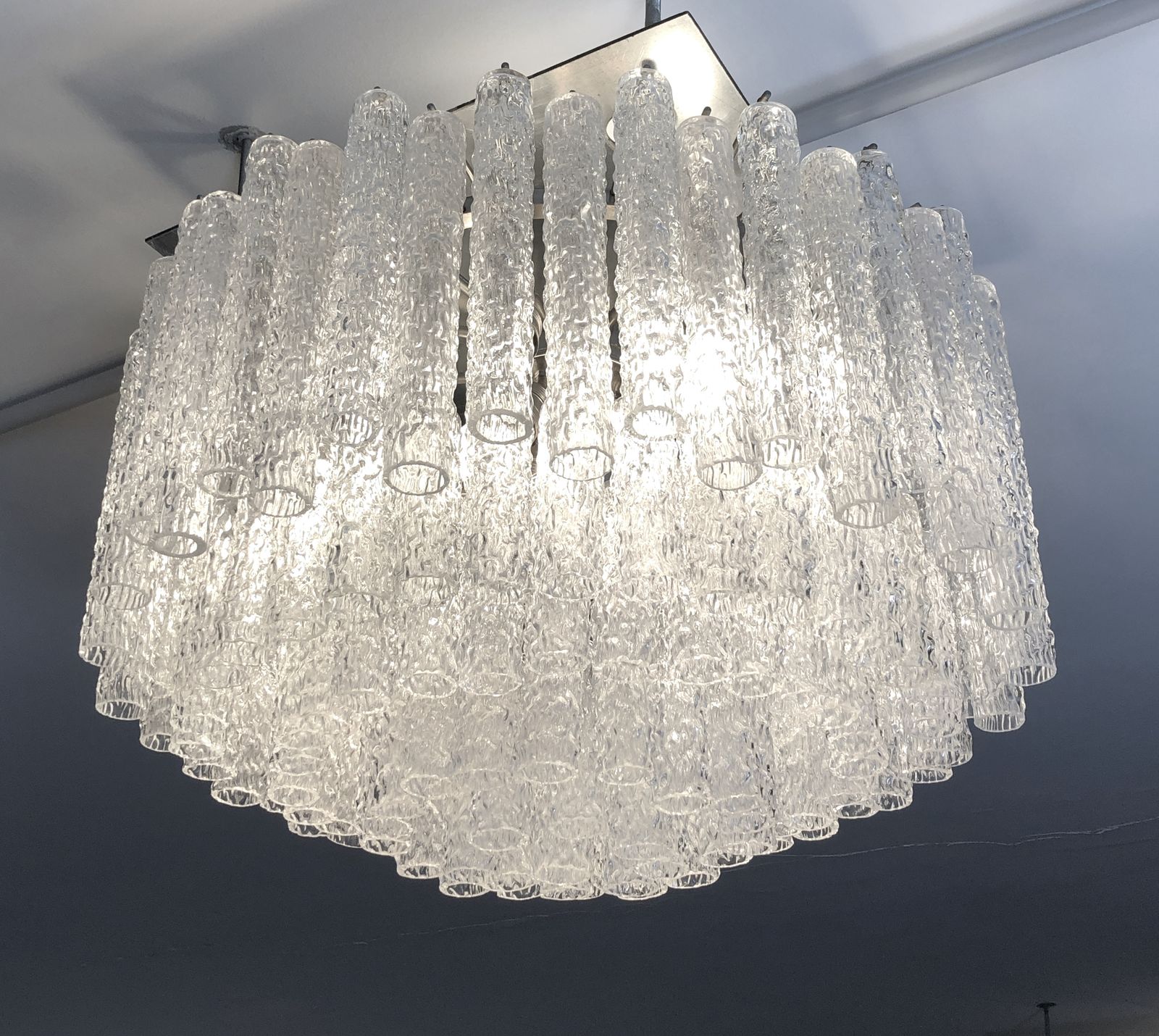 photo for sale Large Vintage Italian Murano Glass Chandelier By Toni Zuccheri For Venini, 1960s