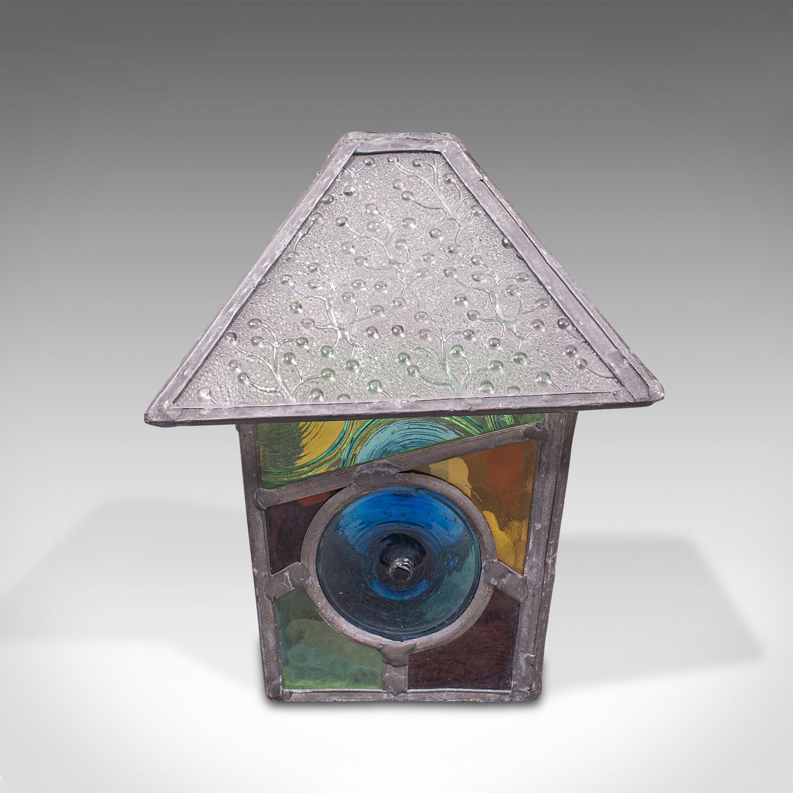 Antique Decorative Lantern Hood, English, Stained Glass, Lamp Shade, C.1900 photo for sale