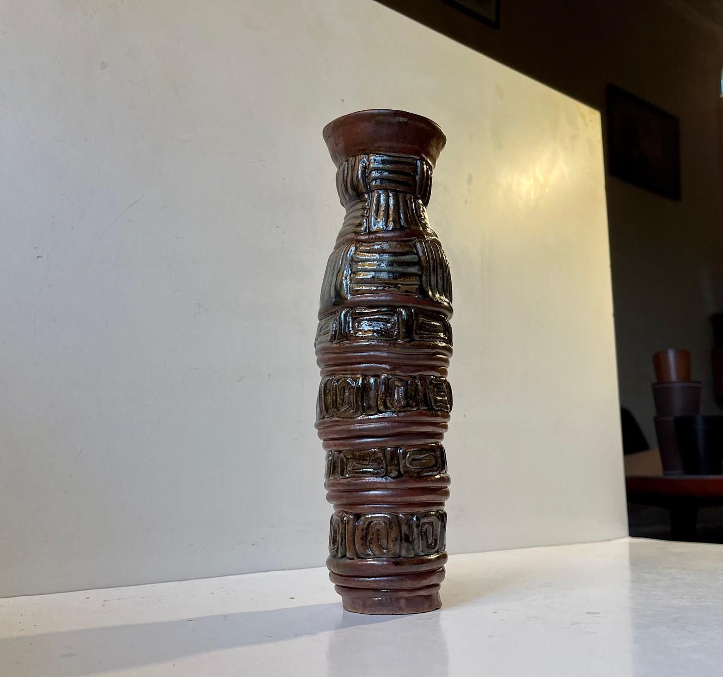 Naive Scandinavian Coil Vase In Glazed Stoneware, 1970s photo furniture