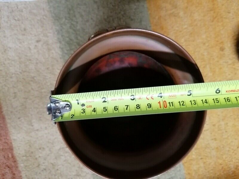 81.0 Vintage French Hammered Copper & Embossed Brass Handles Pot/Jar Planter 4 Sale photo