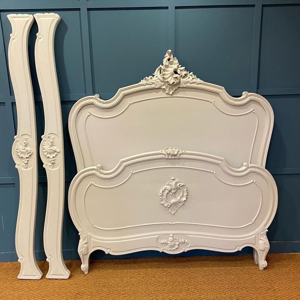Double  Antique French Painted Wooden Bed   Ow019