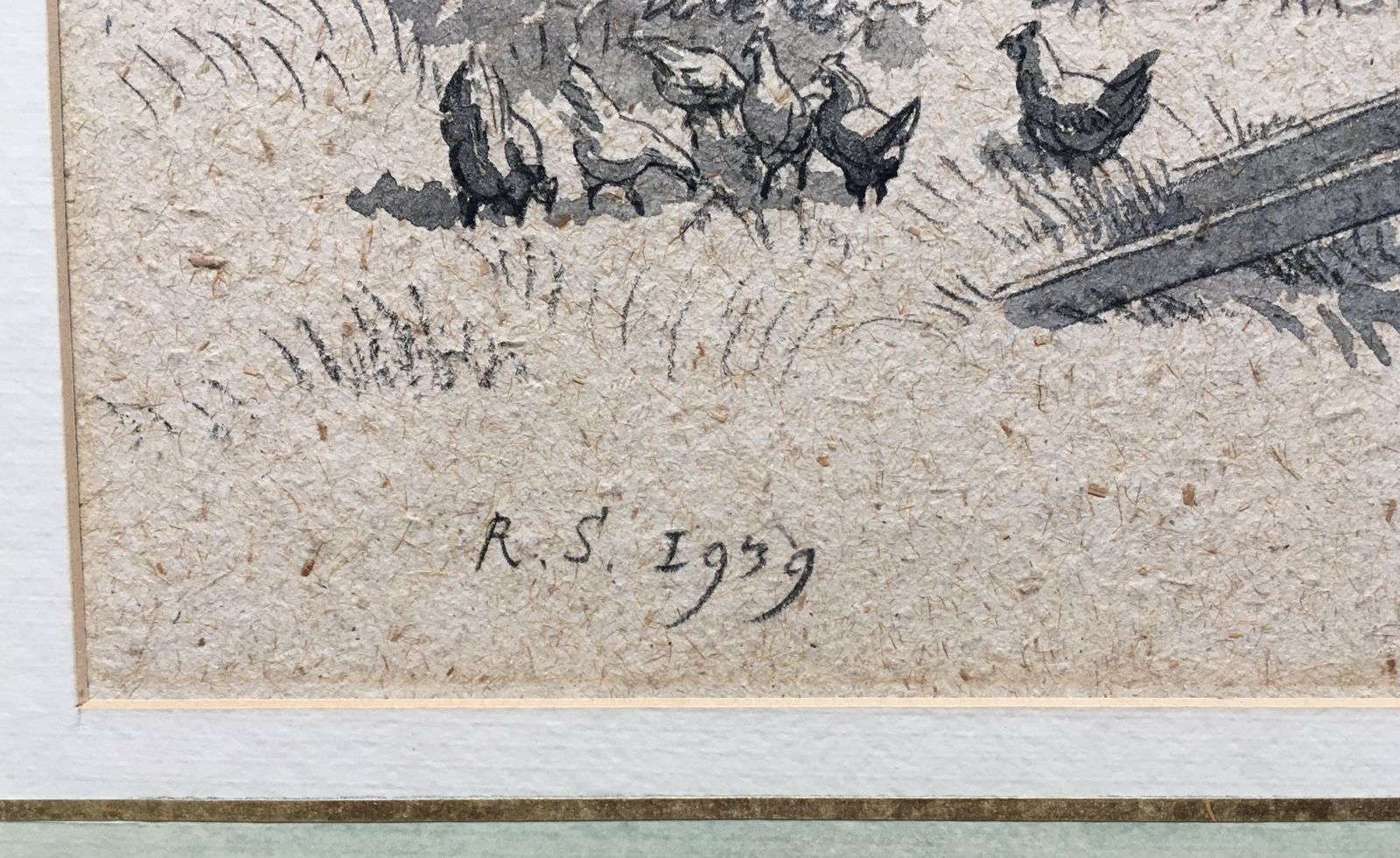 Randolph Schwabe 1939 Pen And Wash Drawing Of Giant's Head Farm, Cerne Abbas, Dorset photo vinterior