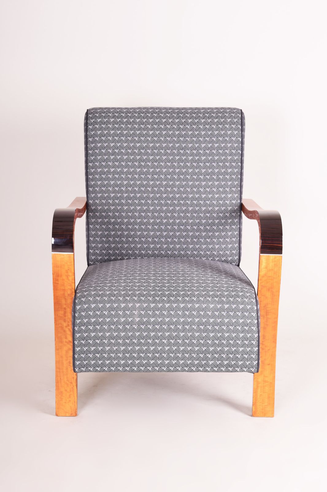 French Art Deco Armchair Made In The 1920s. Restored Makasar Ebony. photo vinterior