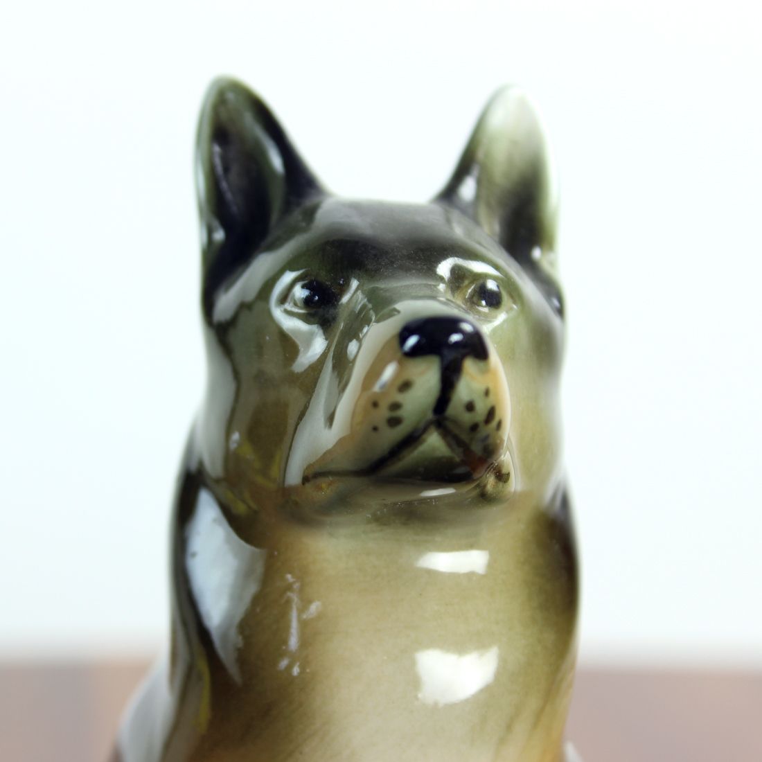 Porcelain Statue Of German Shepard, Royal Dux, Czechoslovakia 1960s photo furniture