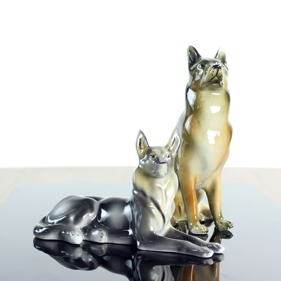 photo for sale Porcelain Statue Of German Shepard, Royal Dux, Czechoslovakia 1960s