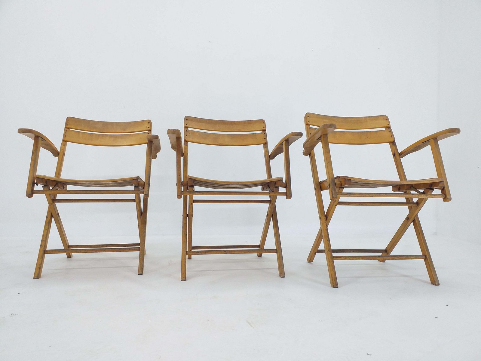 Set van drie Bauhaus klapstoelen (fauteuils) Naether photo furniture