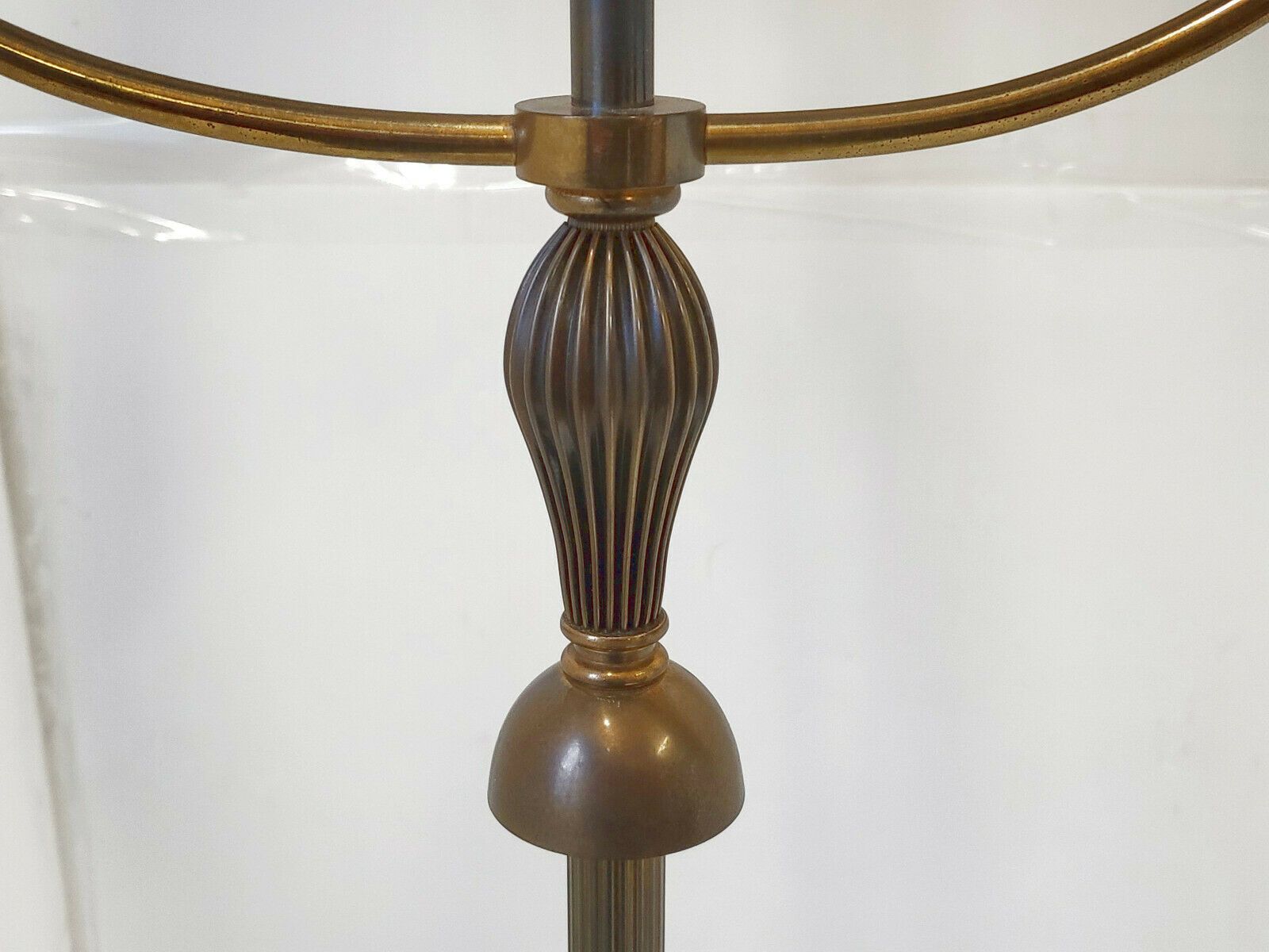 Superb Vintage French 1950 Floor Lamp In Gold Brass & Glass 50s 1950s photo 692.0