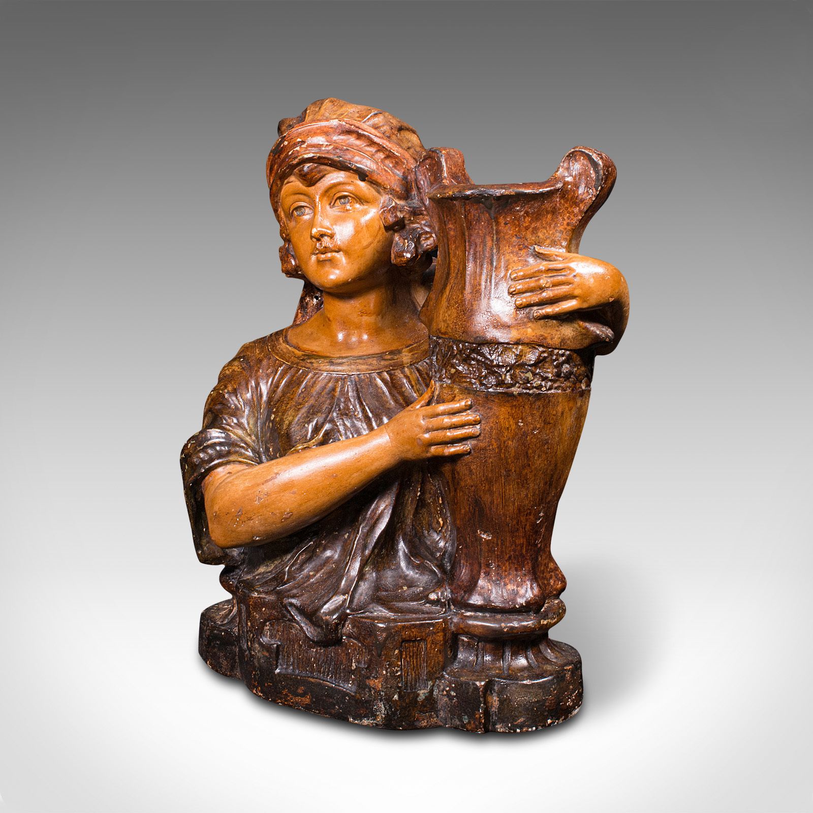 Antique Female Portrait Bust, French, Decorative Figure, Candle Holder, C.1900 photo furniture