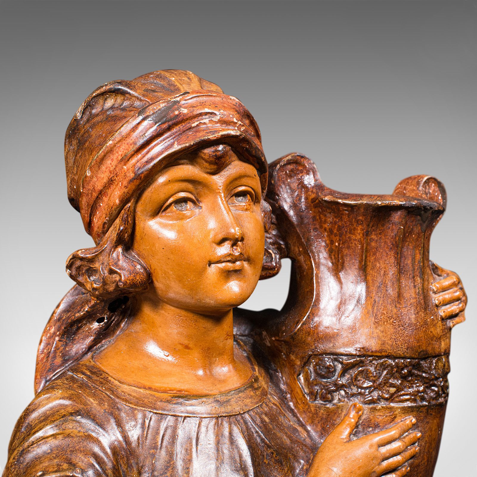 photo furniture Antique Female Portrait Bust, French, Decorative Figure, Candle Holder, C.1900
