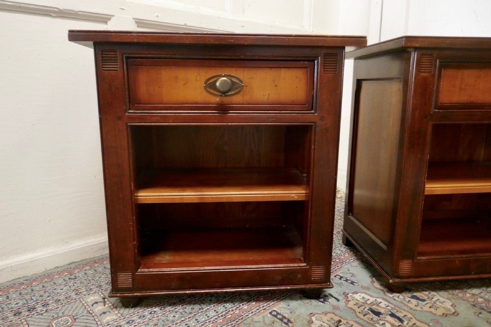 A Pair Of French 2 Tone Fruitwood Bedside Cupboards Or Night Tables