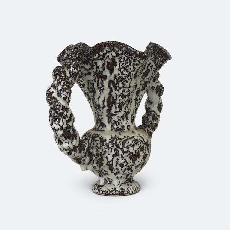 Marius Giuge For Vallauris Lava Glazed Amphora Vase 1950 photo vintage