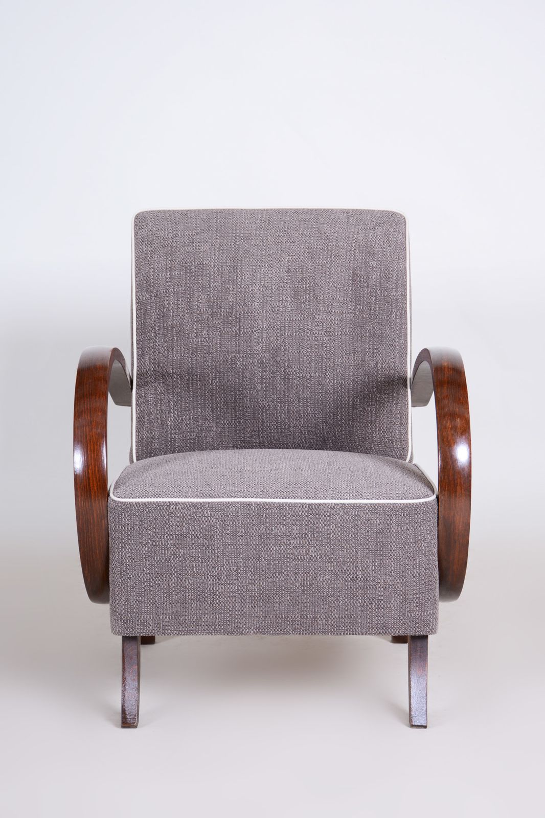 Pair Of Grey Art Deco Armchairs Made In The 1930s, Fully Refurbished Beech. photo 1600.0