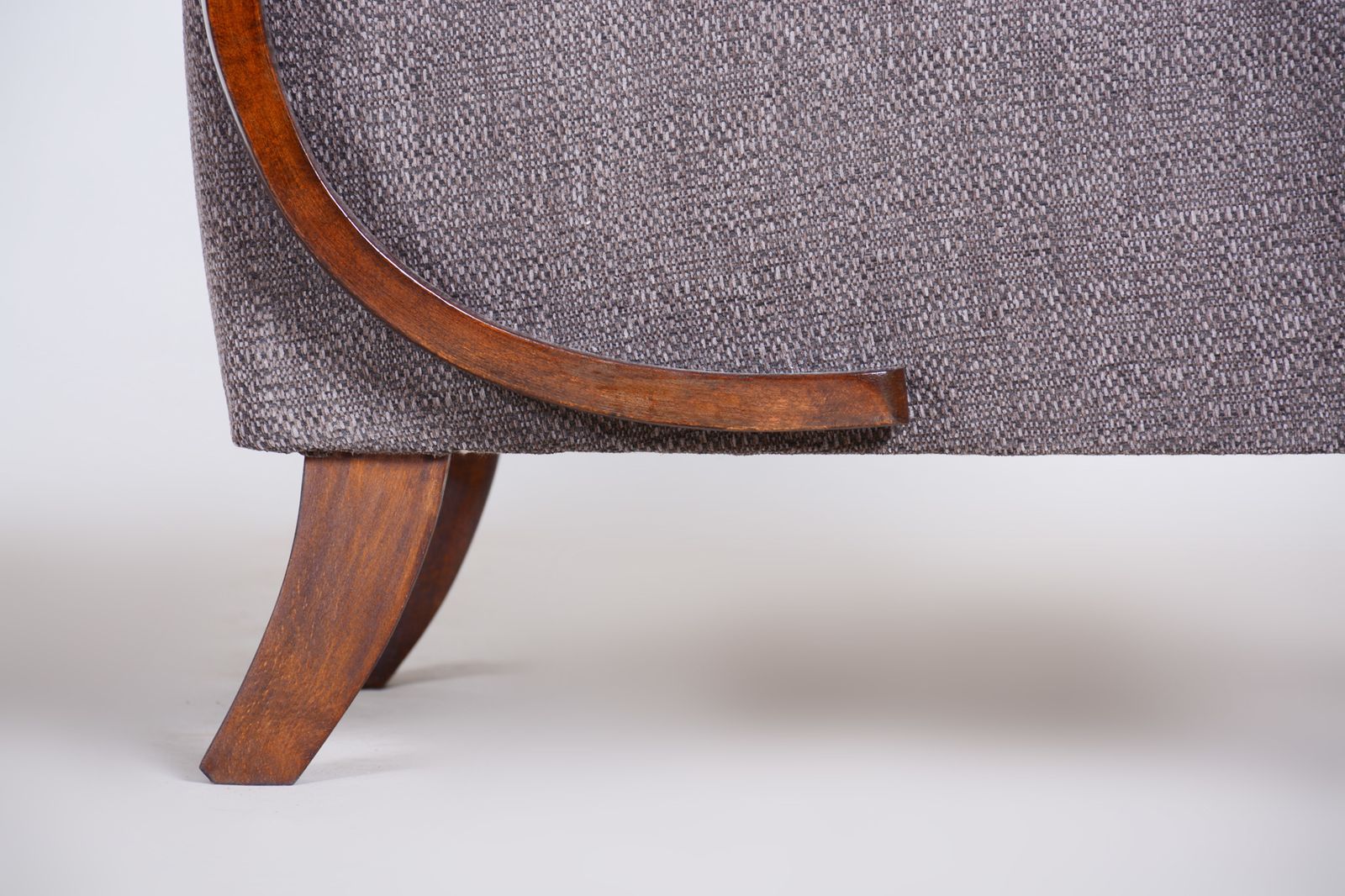 Pair Of Grey Art Deco Armchairs Made In The 1930s, Fully Refurbished Beech. photo vinterior