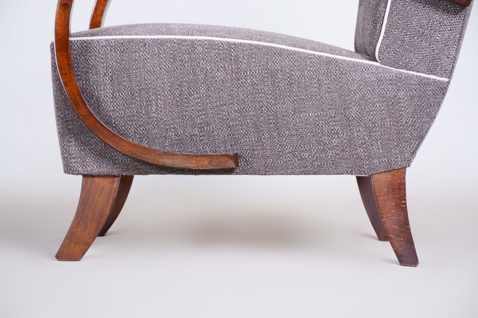 Pair Of Grey Art Deco Armchairs Made In The 1930s, Fully Refurbished Beech. photo buy