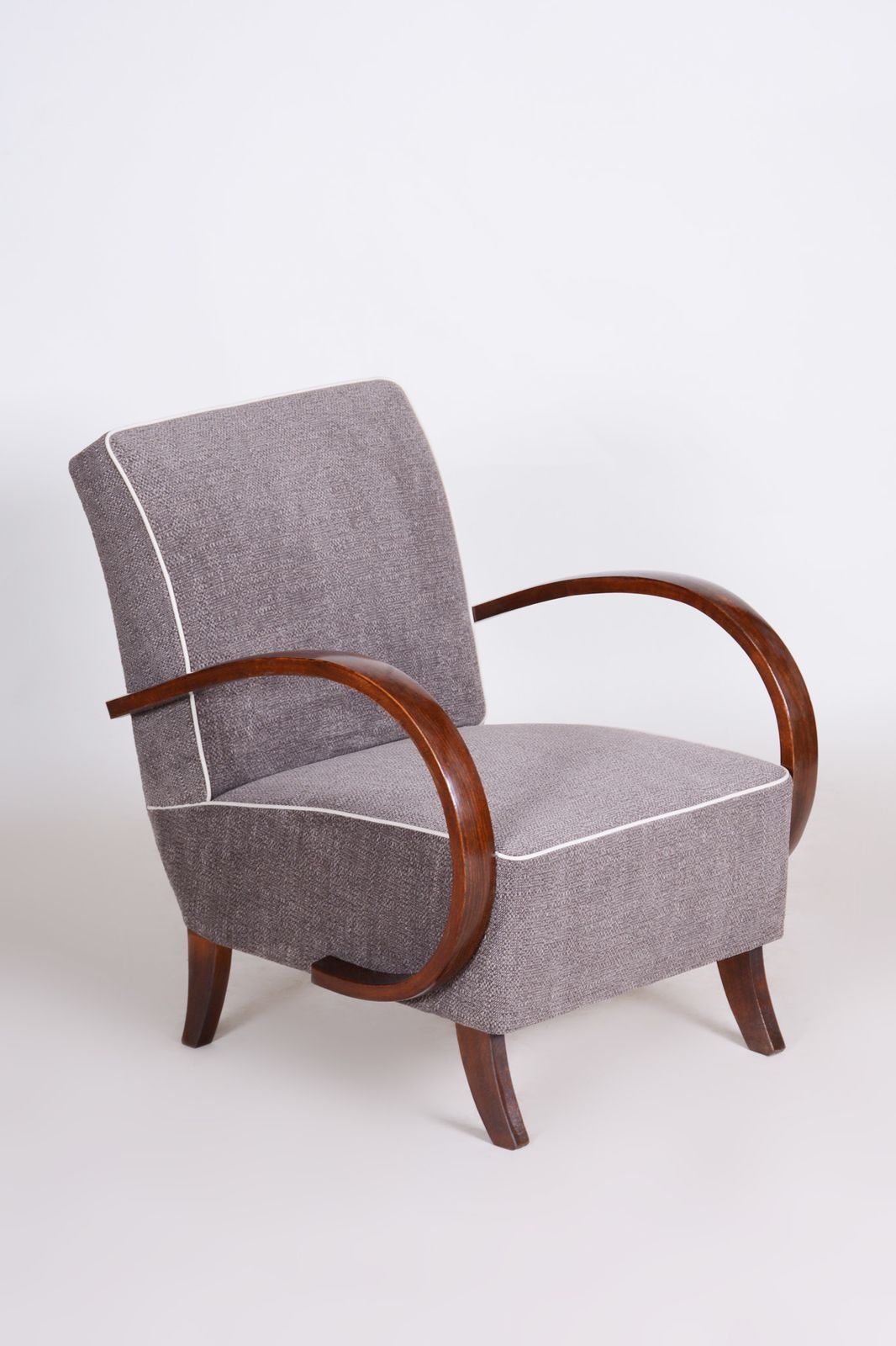 photo furniture Pair Of Grey Art Deco Armchairs Made In The 1930s, Fully Refurbished Beech.