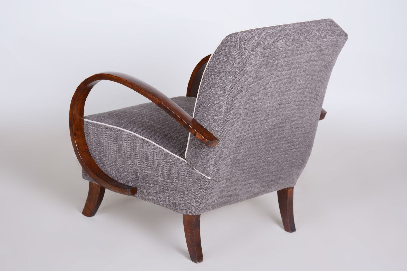 Furniture Pair Of Grey Art Deco Armchairs Made In The 1930s, Fully Refurbished Beech. photo