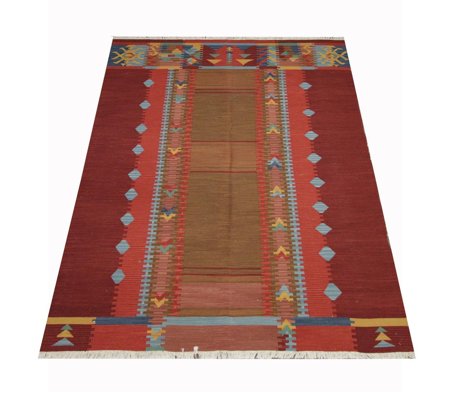 Modern Kilim Rug Traditional Carpet Red Kilims Wool Flatwoven Area Rug