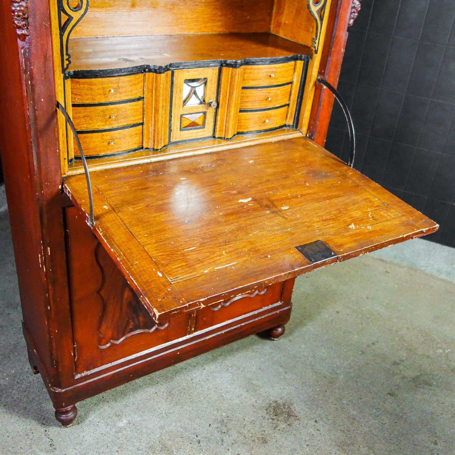 Brocante Nederlandse Secretaire – Begin 20e Eeuw – Rood photo buy