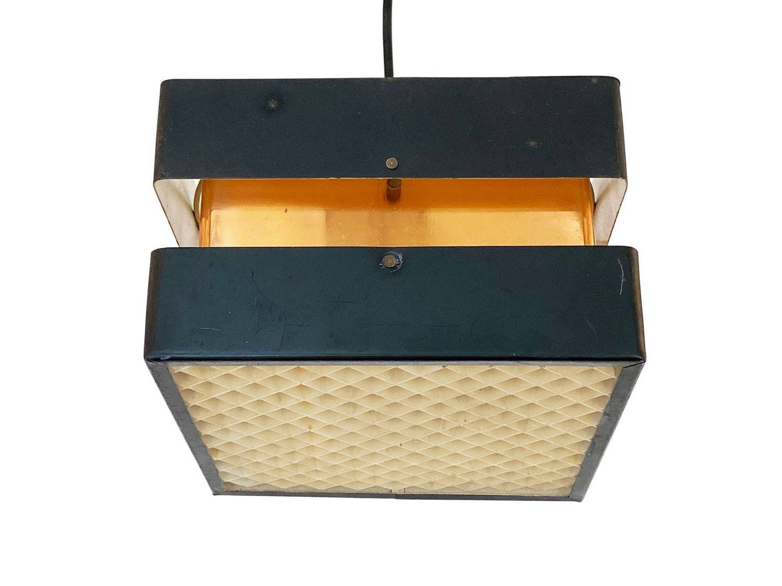 Small Pendant Light In Copper And Black Metal. Denmark 1960s photo vinterior