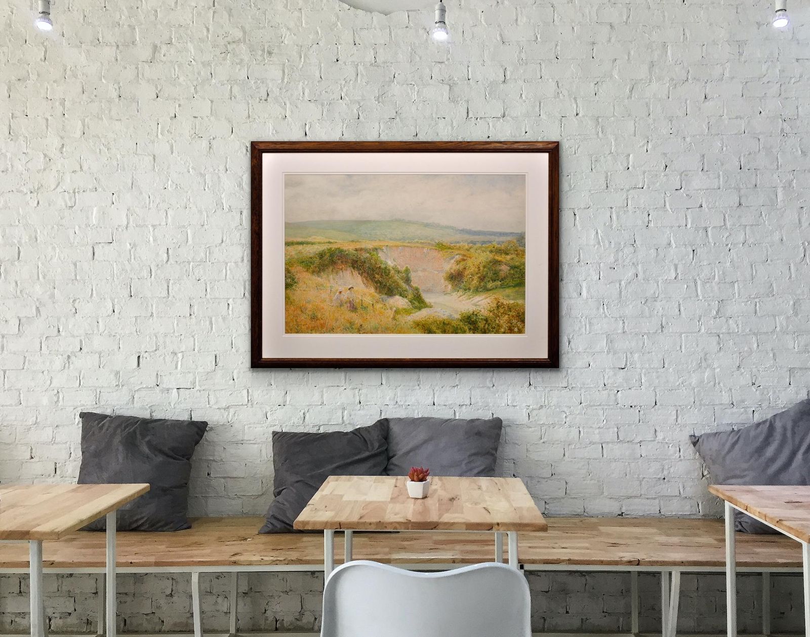 3495.0 Charles Gregory 1849 To 1920. English. Summers Day At Steyning Bowl, West Sussex, South Downs Way. Framed Watercolour. Victorian Landscape. photo