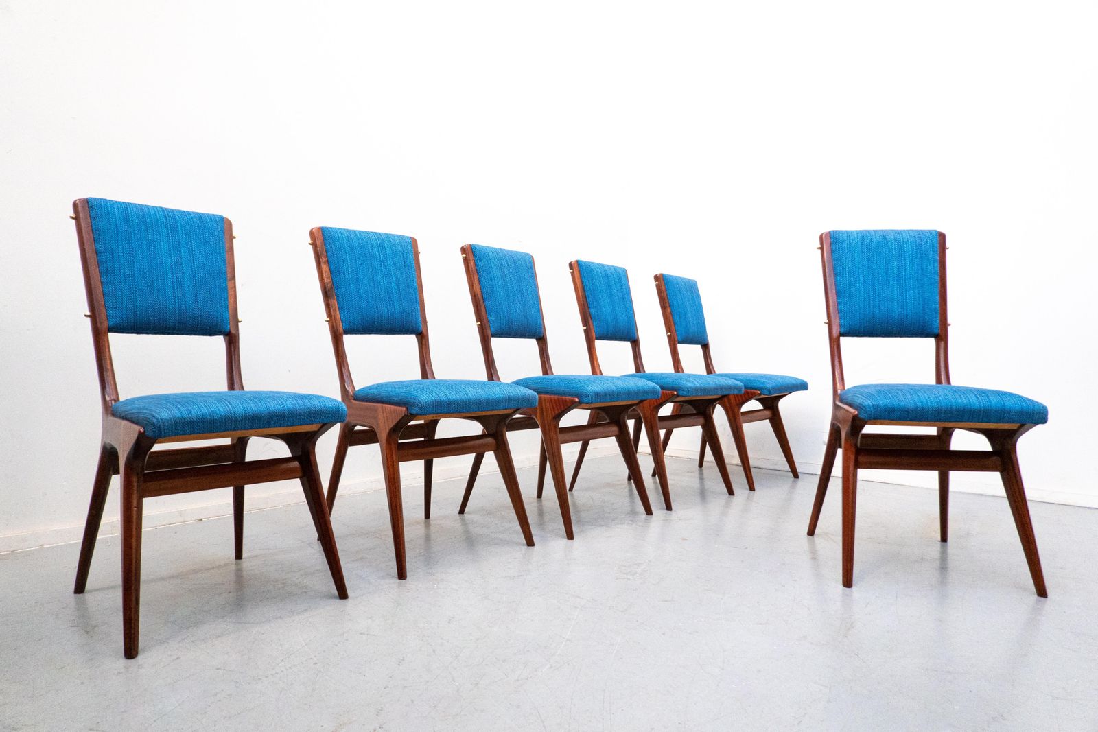 Set Of 6 Blue Chairs Model 634 By Carlo De Carli For Cassina, Italy , 1950s photo furniture