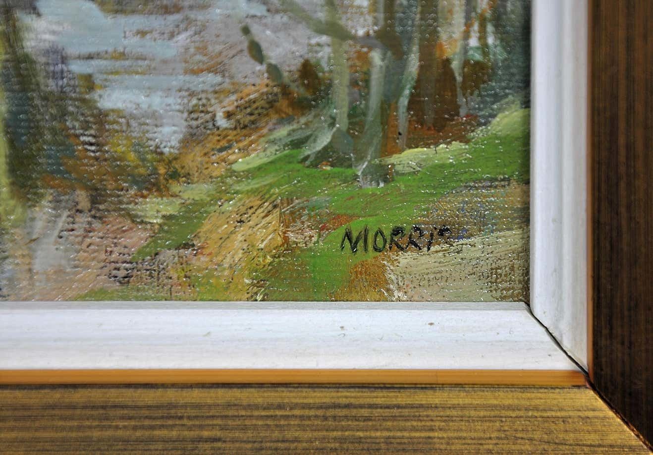 Anthony Morris B.1938.  English. Llangynidr Bridge Over The River Usk, Wales In Winter. Oil On Board. Framed .Powys. Crickhowell. Welsh Landmark. photo for sale