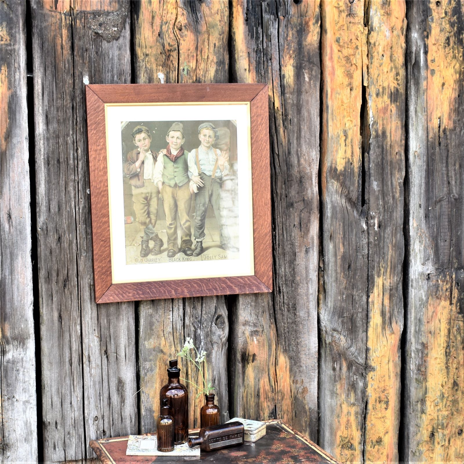 Antique School Boys Advertising Poster Old Charley Jolly Sam Print Picture