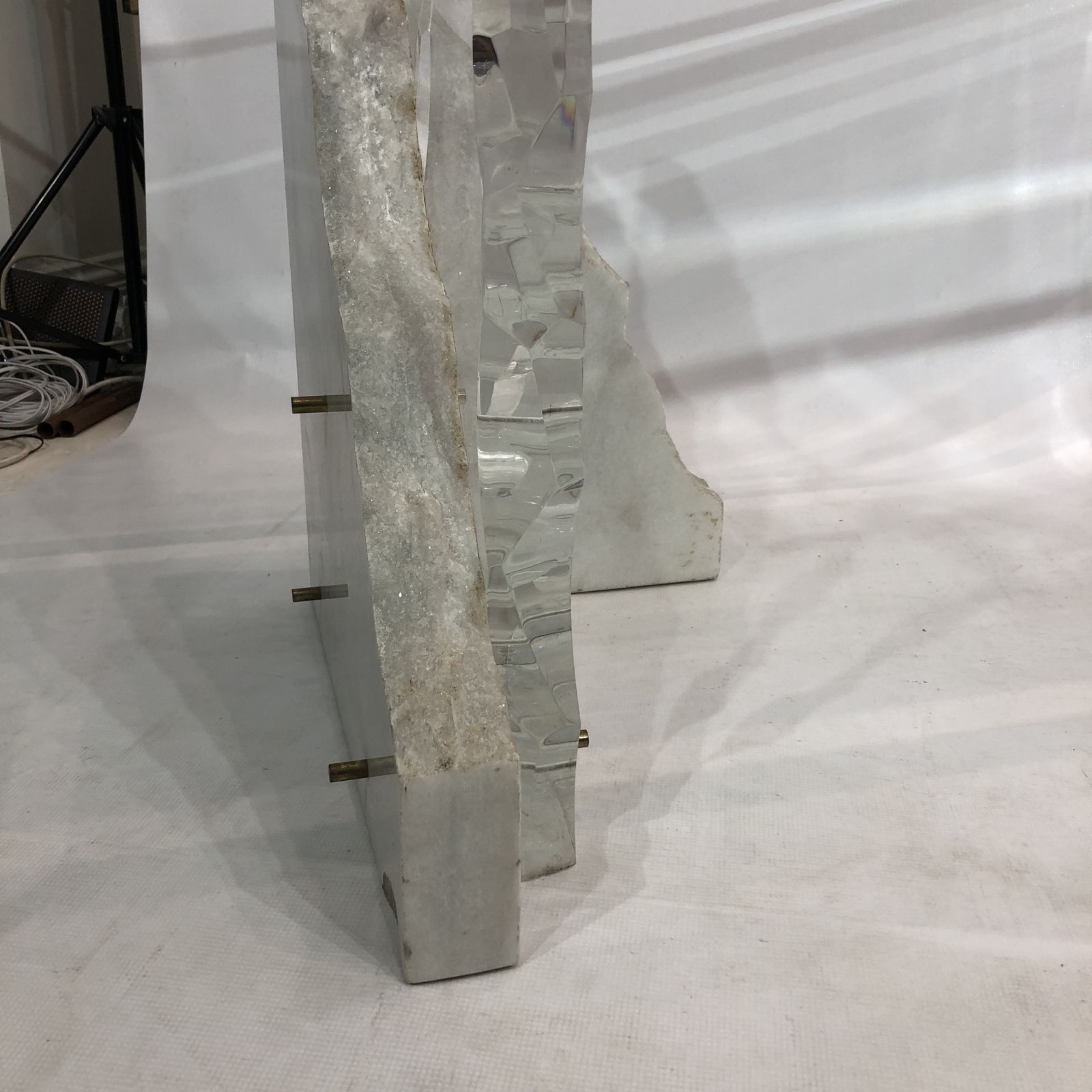 photo furniture Lion In Frost Marble & Lucite Desk Glass 1970s Hollywood Regency Midcentury Iceberg 80s