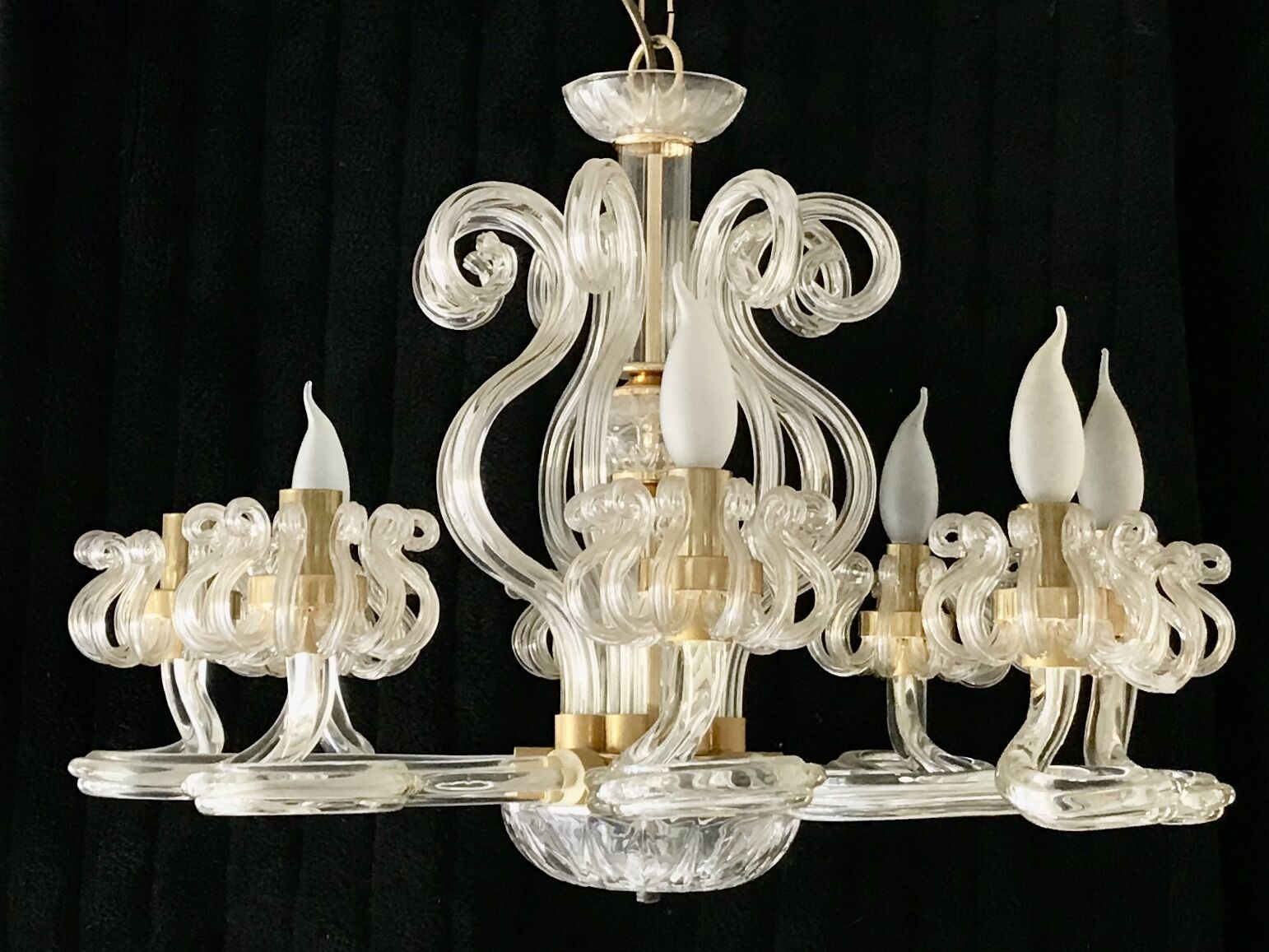 Murano Glass Chandelier And 1980 Gold Structure