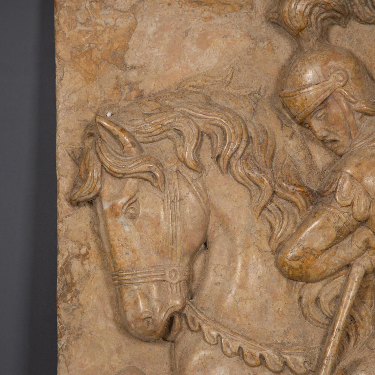 19th Century Italian Marble Plaque Of George Slaying The Dragon, C.1870 photo vintage