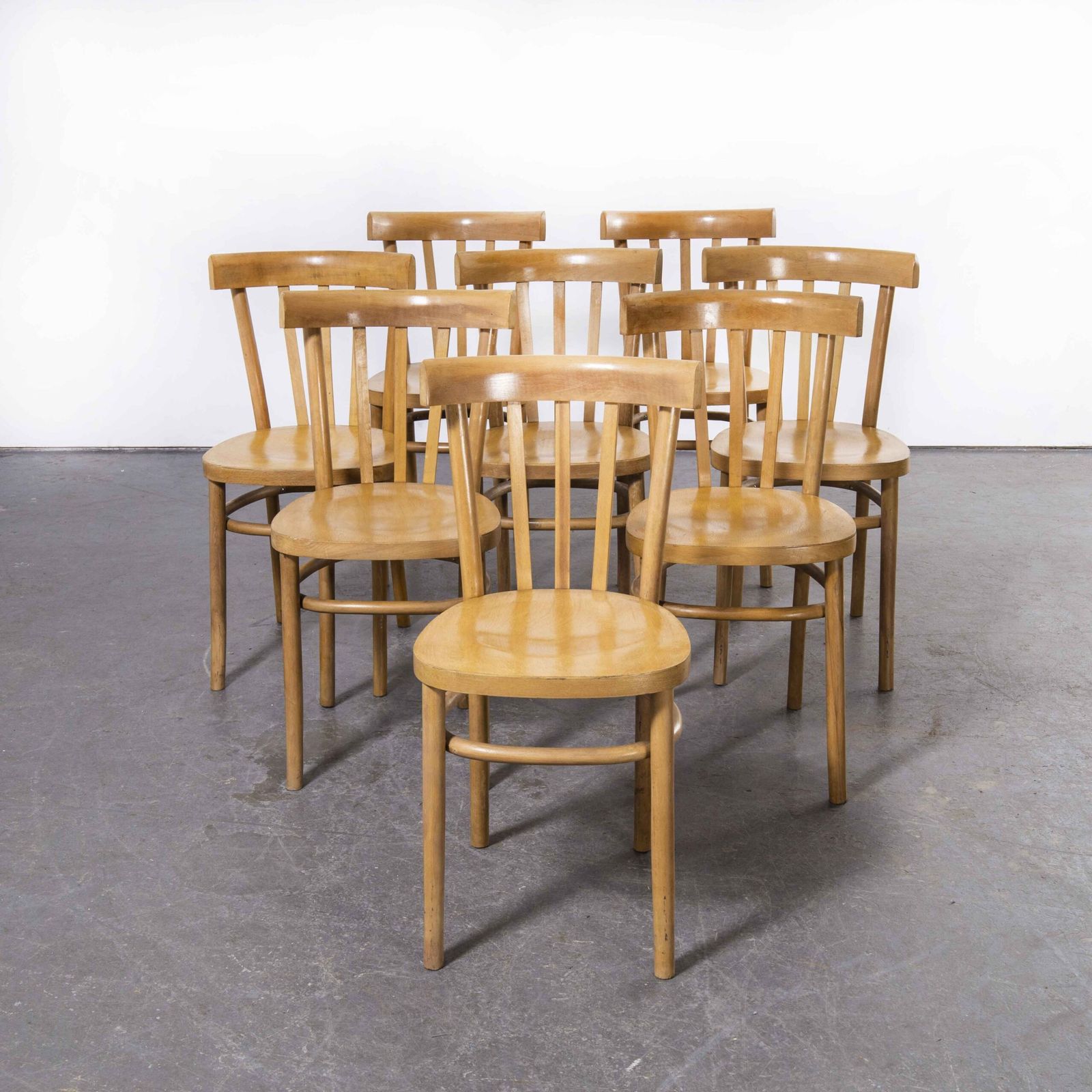 1970’s Baumann Bentwood Bistro Dining Chair – Round Seat – Set Of Eight