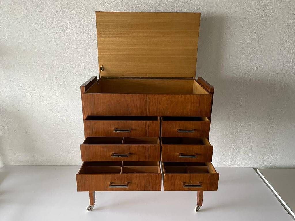 Mid Century Modern Wood Buffet With 6 Drawer, 1960s, Italy photo 1634.32