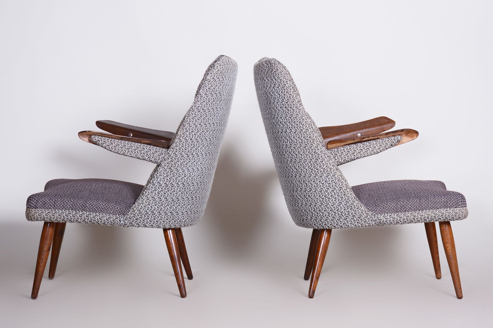 Set Of Two Grey Mid Century Armchairs Made In 1950s Czechia. Original Condition. photo Furniture