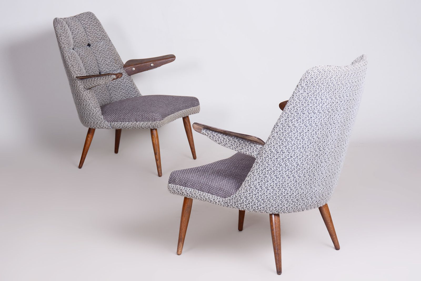 Set Of Two Grey Mid Century Armchairs Made In 1950s Czechia. Original Condition. photo 750.0