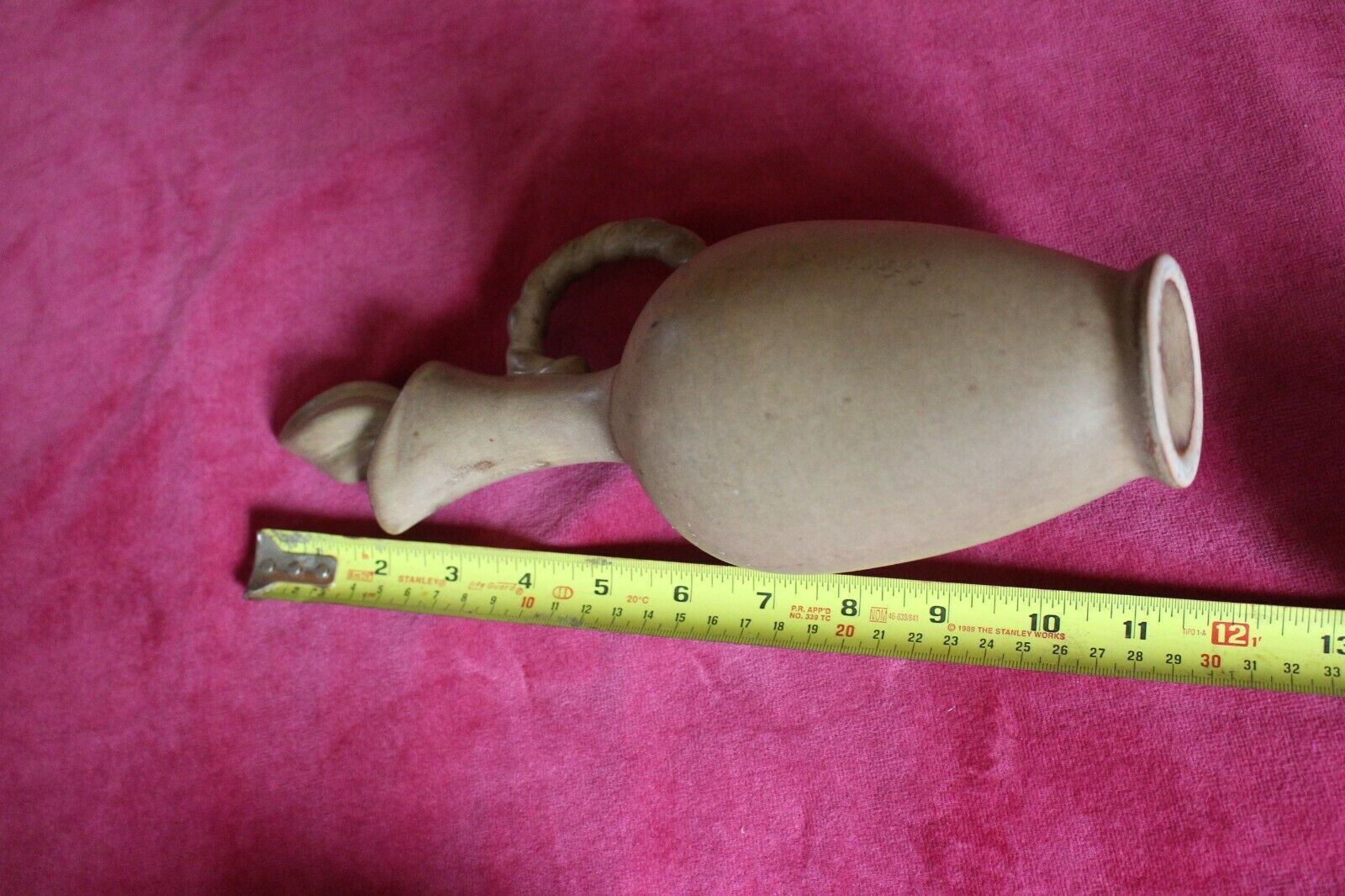 Home Decor Antique Primitive Pottery Clay Jug Jar Oil Handled Artefact Rustic With Lid photo