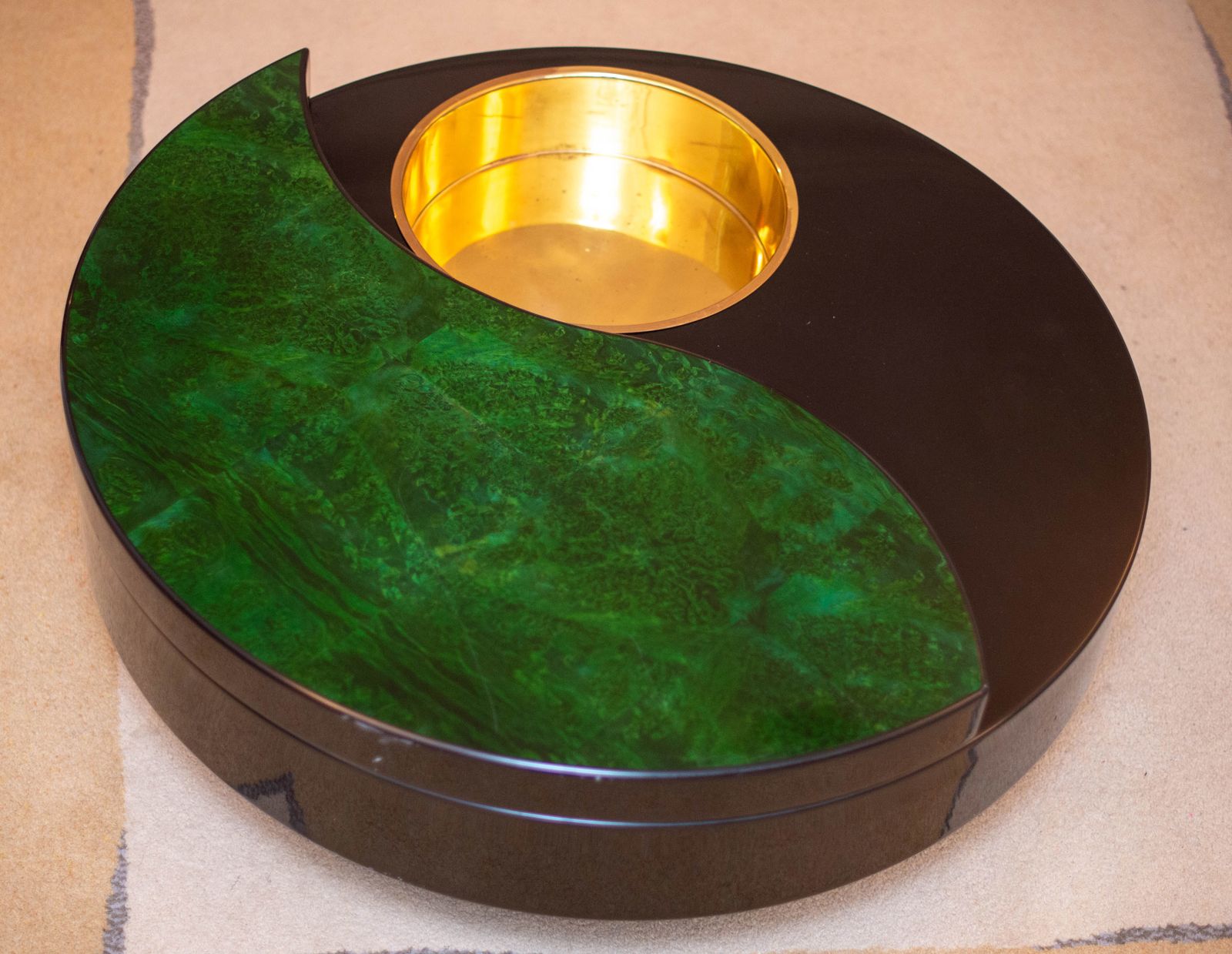 Revolving Yin Yang Coffee Table Designed By Willy Rizzo And Manufactured By Studio Willy Rizzo, Italy 1970's photo vinterior