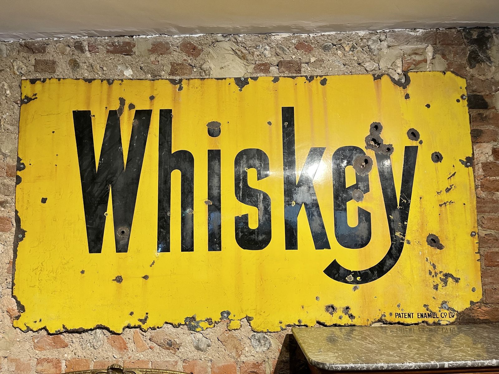 American Antique Enamel Advertising Bar Whiskey Drinking Sign Wall Art photo vinterior