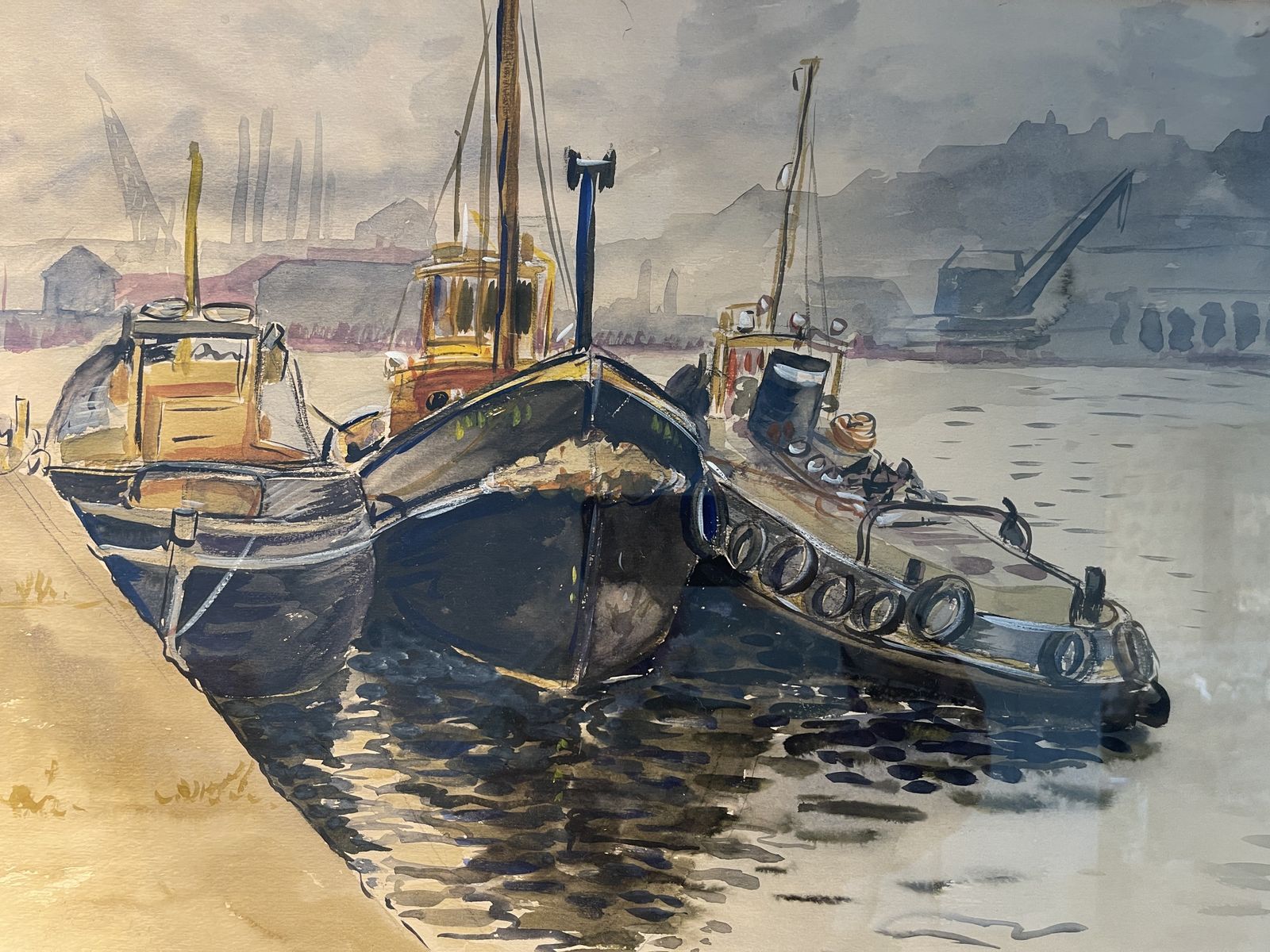 Signed Midcentury Watercolour Of Milford Haven By Renowned Postwar Artist Beryl Tilley photo buy