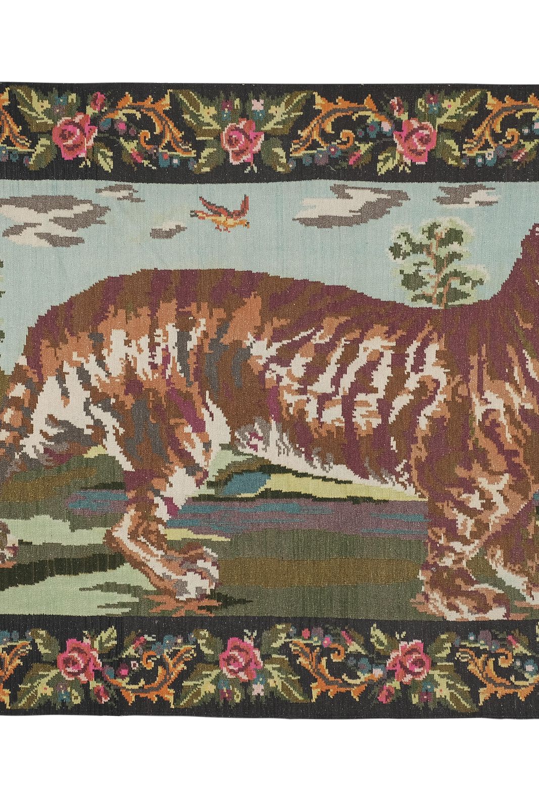 Vintage Tiger Kilim Rug Animal 6'8" X 9'4" photo buy
