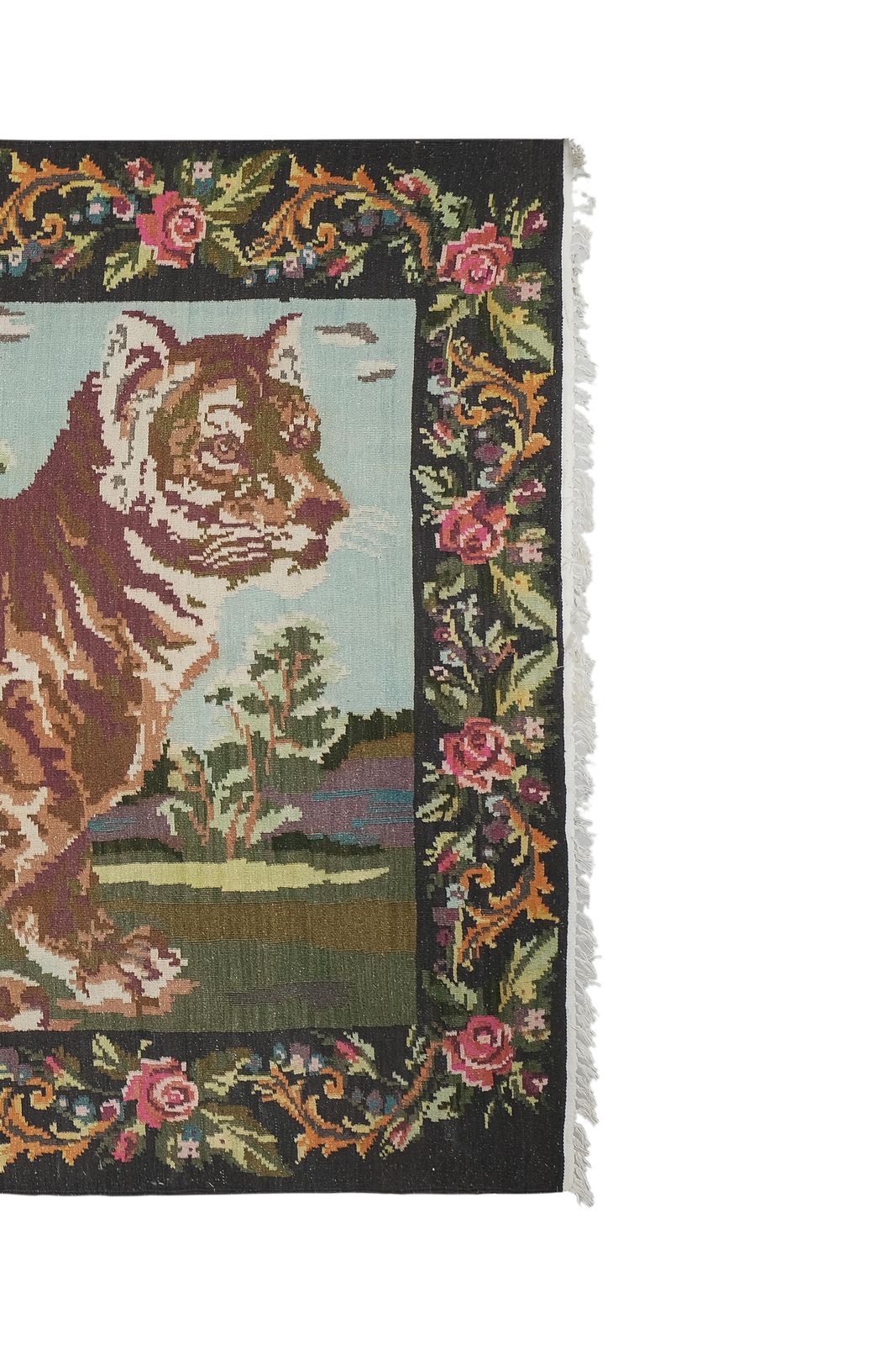 photo for sale Vintage Tiger Kilim Rug Animal 6'8" X 9'4"