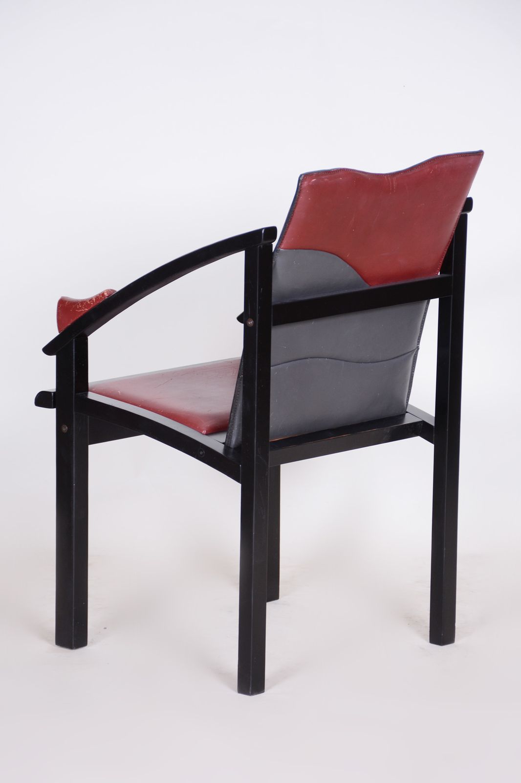 1970s Armchair Made In Europe. Made Out Of Lacquered Wood And Leather, Original photo furniture